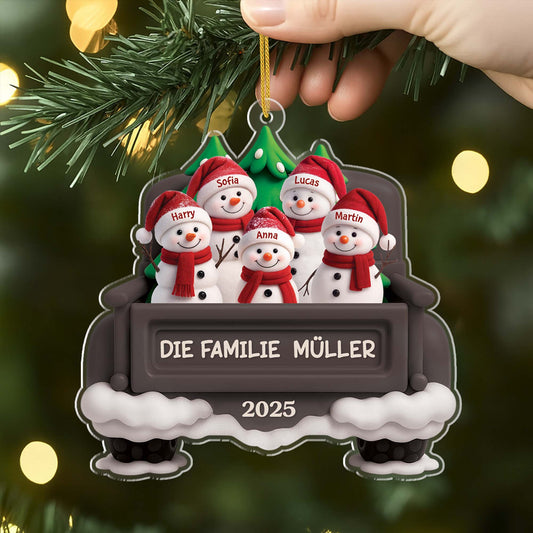 6338OGE2 3d druck effekt schneemann im auto personalisierter christbaumschmuck familie_ acryl 6338OKL5I