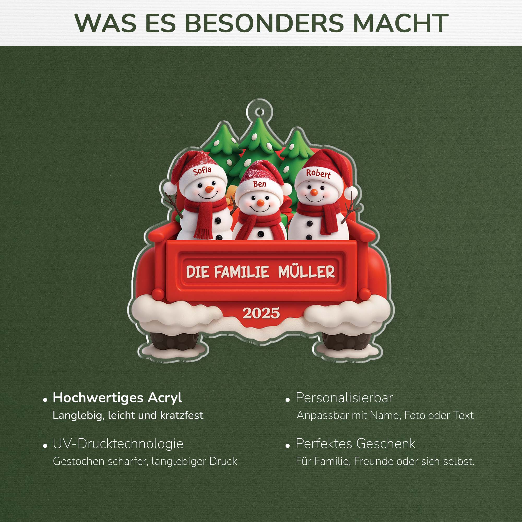 6338OGE4 3d druck effekt schneemann im auto personalisierter christbaumschmuck familie_ acryl 6338OKL5I