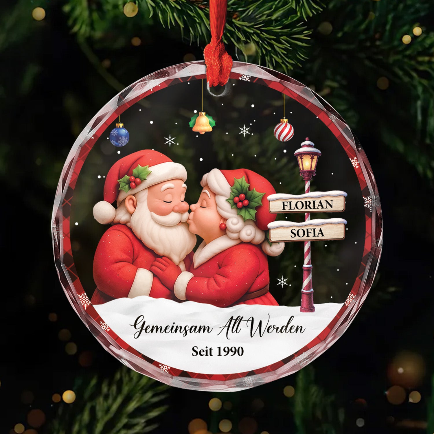 6344OGE1 gemeinsam alt werden seit glas weihnachtsschmuck personalisiert_ paar weihnachtsmann 6344OKQ5G
