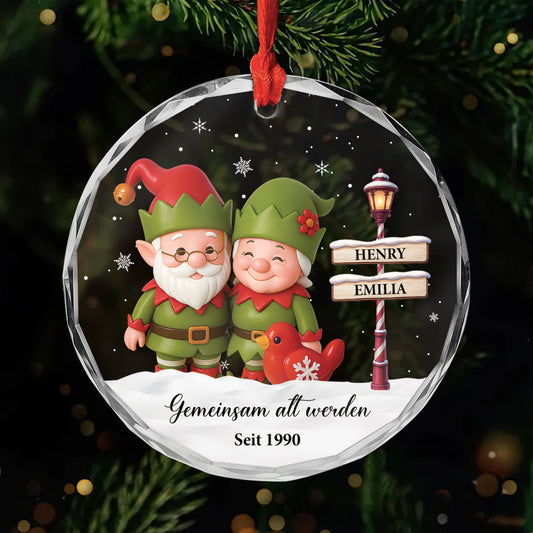 6349OGE1 gemeinsam alt werden seit glas weihnachtsschmuck personalisiert_ paar weihnachtself 6349OKM5G
