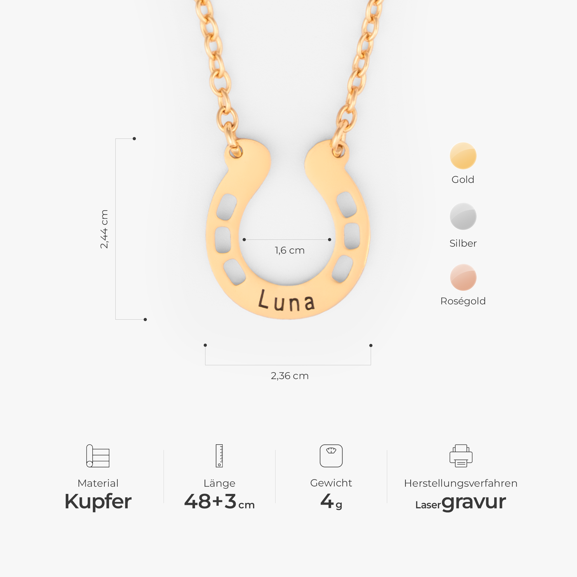 6357JGE3 hufeisen kette_ personalisierte namenskette_ pferd 6357J0I5A