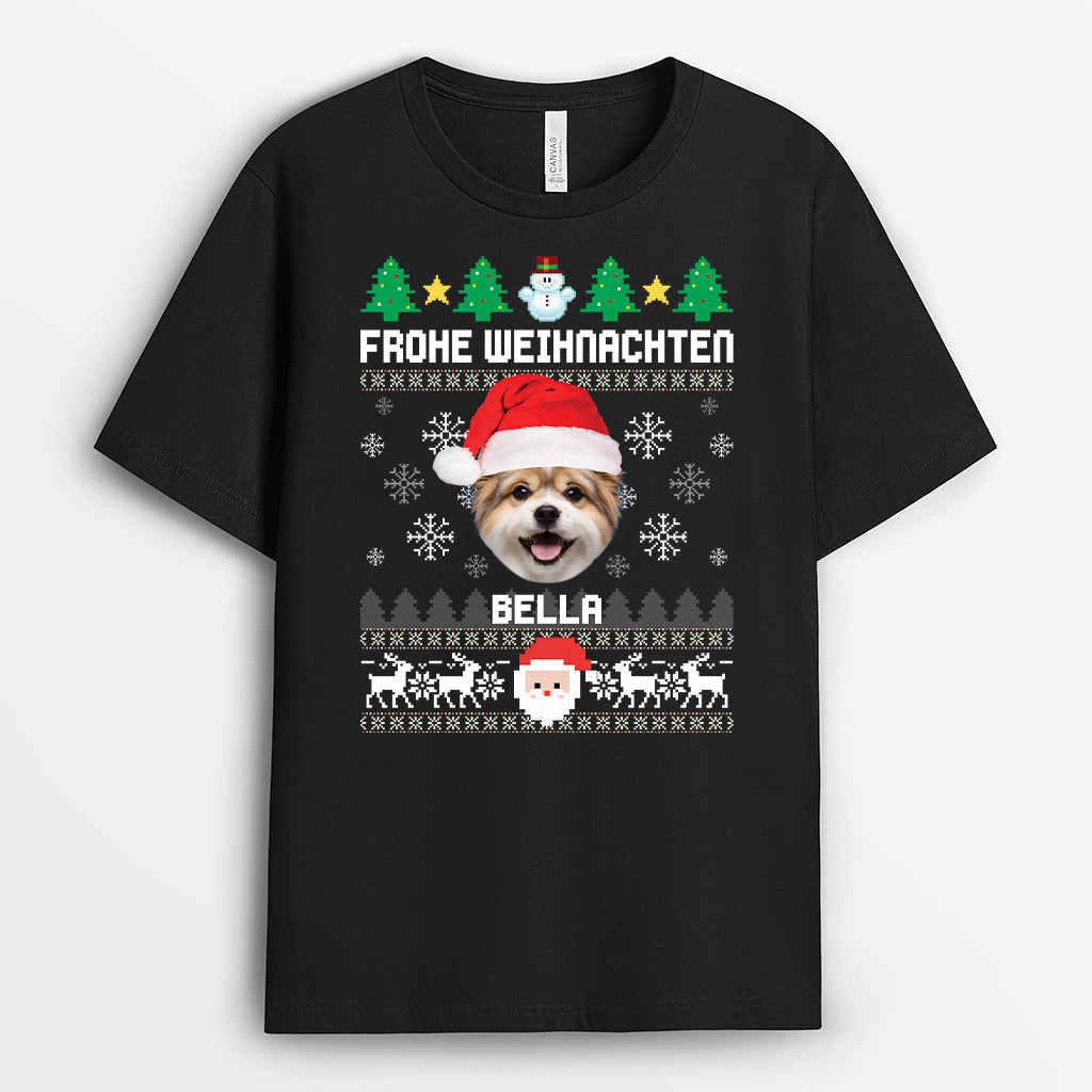 6365AGE1 frohe weihnachten mit hund personalisiertes t shirt foto weihnachten haustiere 6365AKZMC