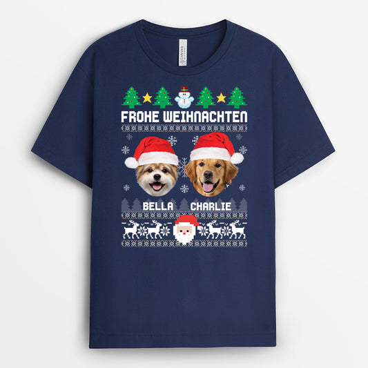 6365AGE2 frohe weihnachten mit hund personalisiertes t shirt foto weihnachten haustiere 6365AKZMC