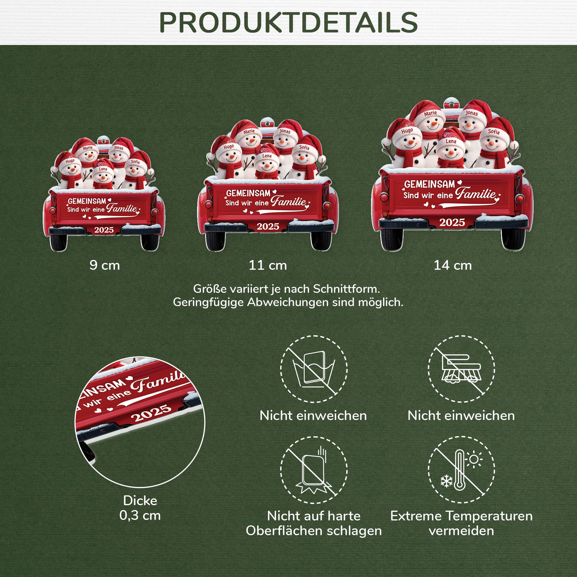 6374OGE3 gemeinsam sind wir eine familie im auto personalisierter christbaumschmuck familie_ acryl 6374O6V5I