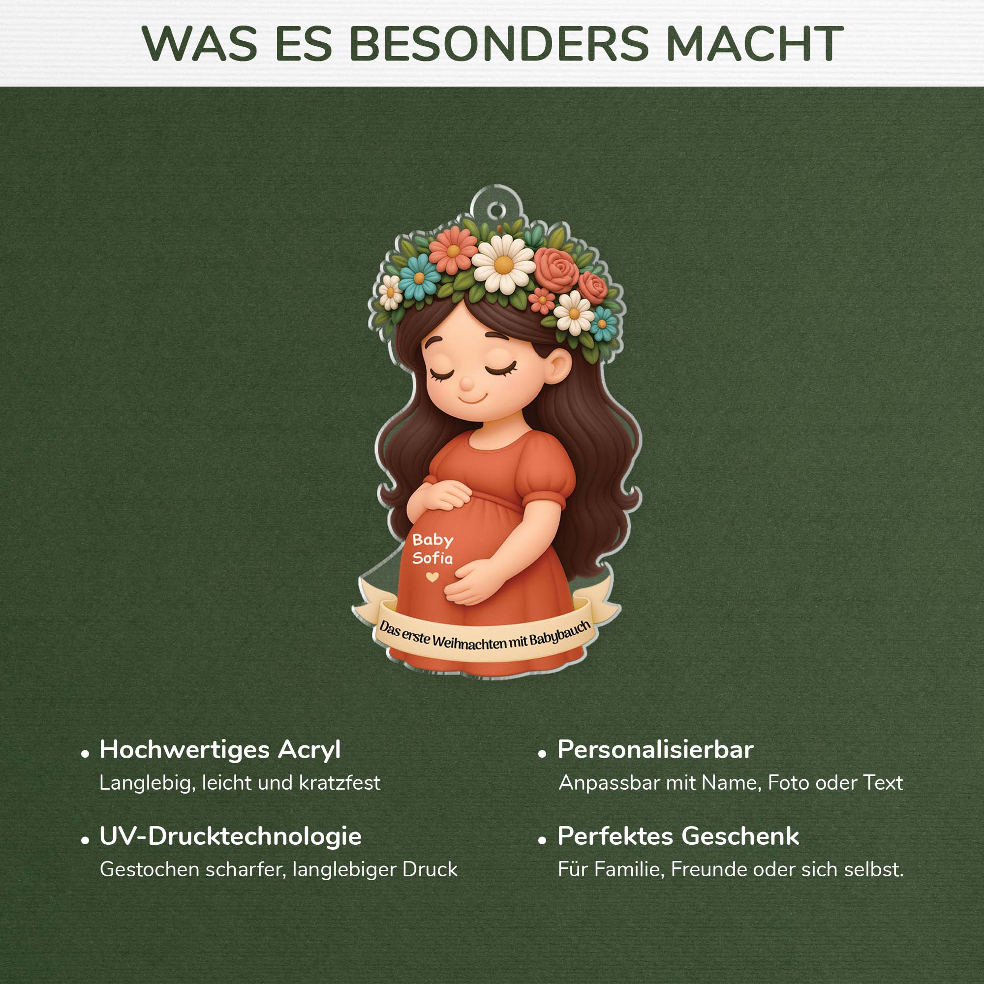 6380OGE4 3d druck effekt das erste weihnachten mit babybauch acryl weihnachtsschmuck personalisiert werdende mama 6380O8PAA