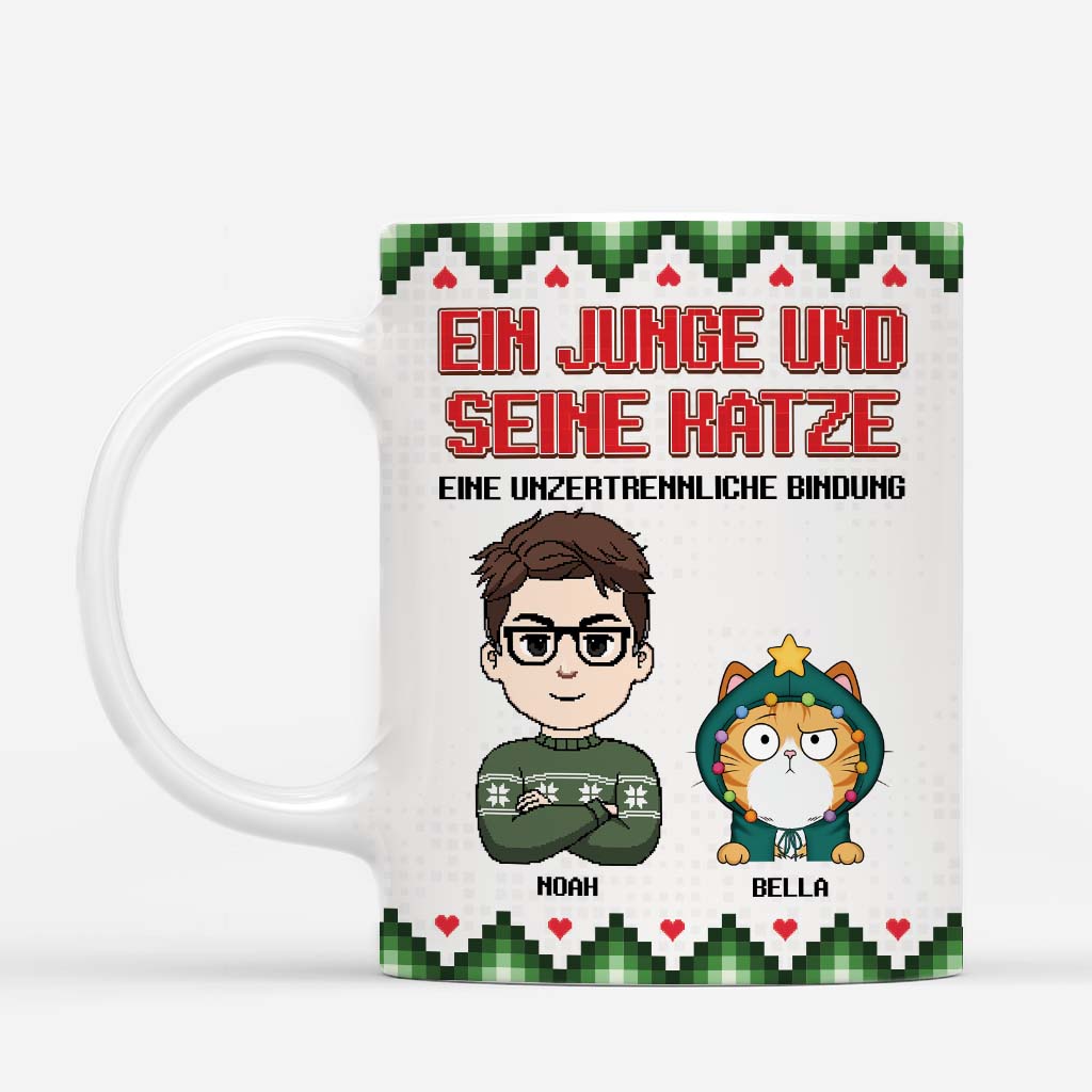 6384MGE1 ein madchen und ihre katzen weihnachtstasse personalisiert_ 6384MTZZD