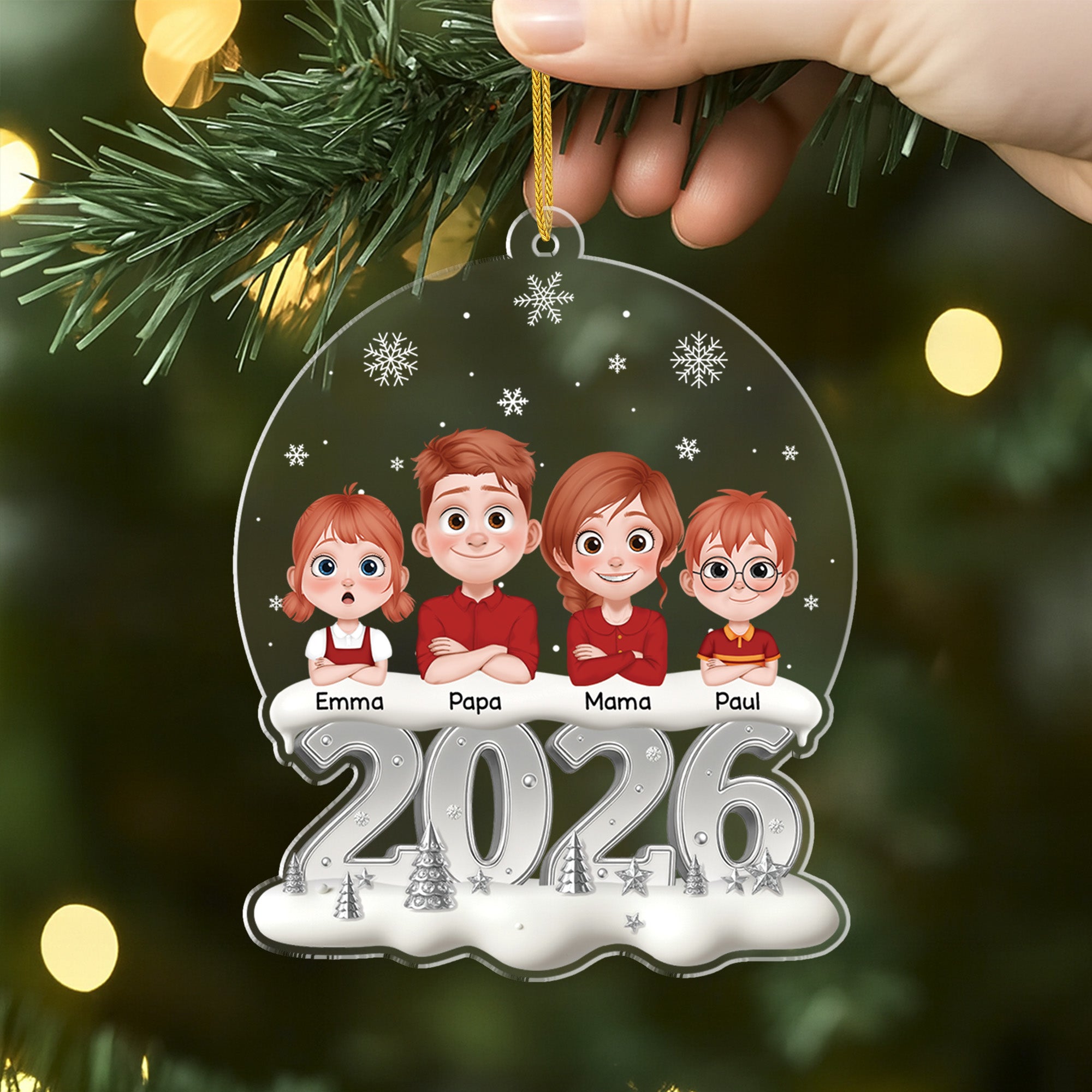 6385OGE2 3d druck effekt familie mit kindern acryl weihnachtsschmuck personalisiert 6385O8KMI