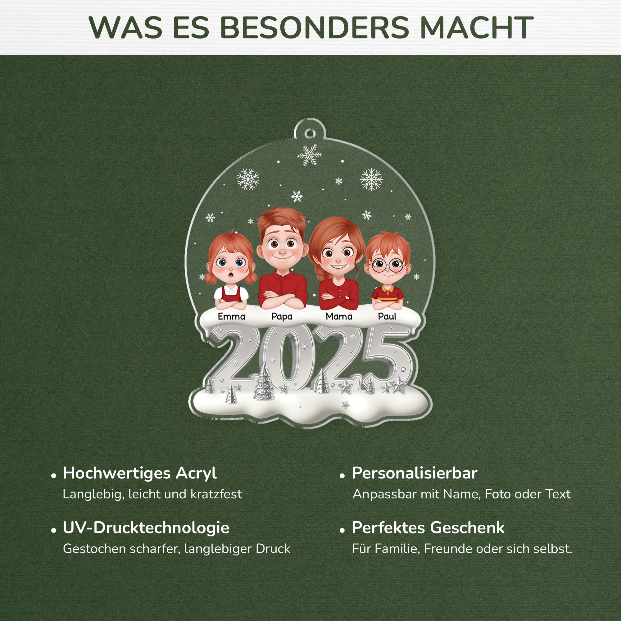 6385OGE4 3d druck effekt familie mit kindern acryl weihnachtsschmuck personalisiert 6385O8KMI