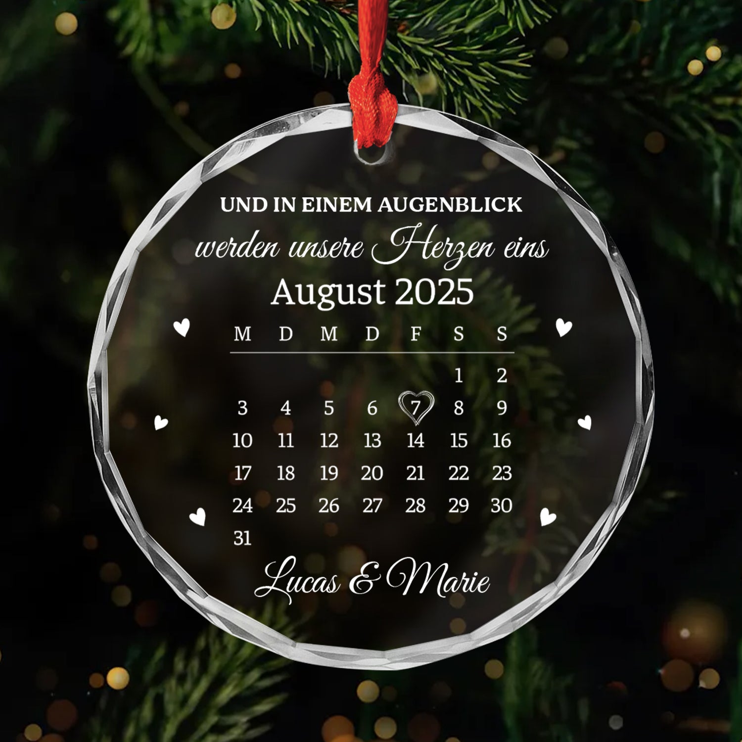 6387OGE1 und in einem augenblick werden unsere herzen eins glas weihnachtsschmuck personalisiert paar kalender 6387O8VNG