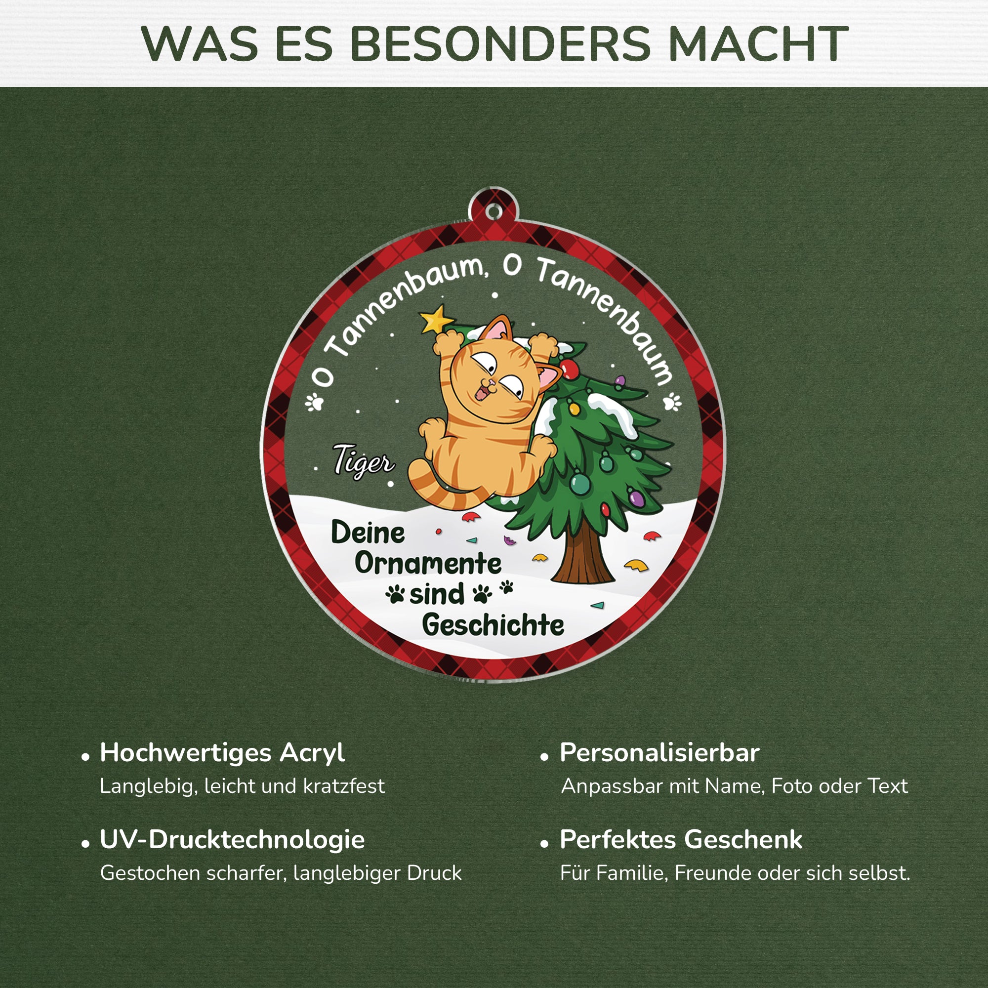 6388OGE4 o tannenbaum deine ornamente sind geschichte acryl weihnachtsschmuck personalisiert katzen 6388O8TND