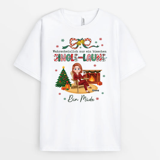 6391AGE1 wahrscheinlich nur ein bisschen jingle laune bin mude personalisierte t shirt manner damen weihnachten lustig 6391ATZCA