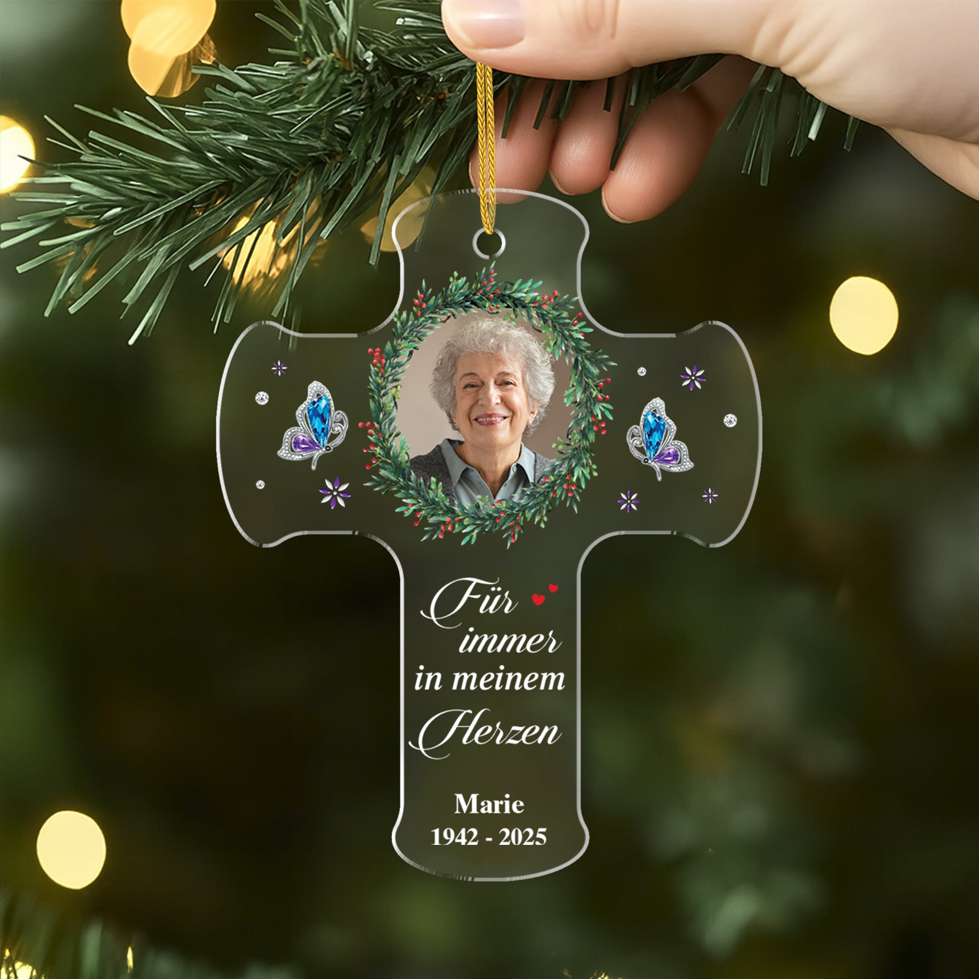 6393OGE2 ich bin immer bei dir kruzifix personalisierte acryl ornamente mama papa mit foto 6393O8QAB