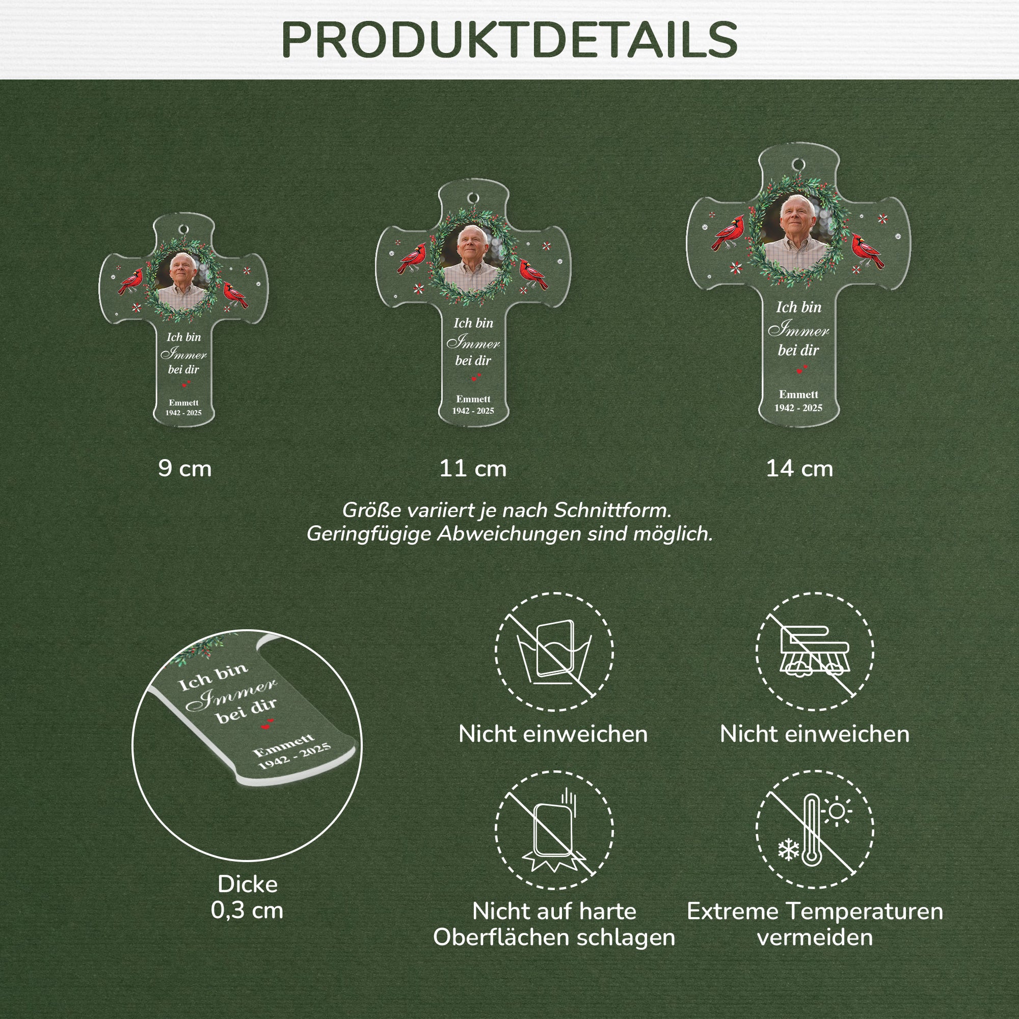 6393OGE3 ich bin immer bei dir kruzifix personalisierte acryl ornamente mama papa mit foto 6393O8QAB