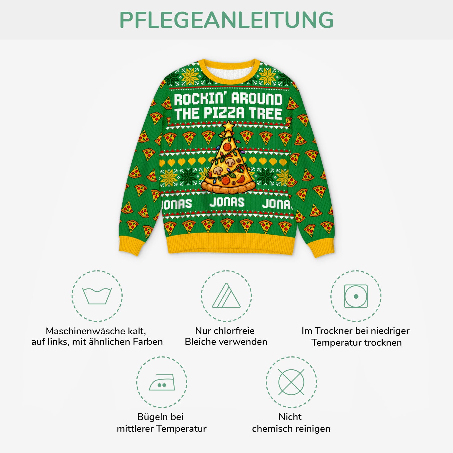 6402WGE4 rockin_ around the pizza tree lustiger weihnachtspullover personalisiert_ frauen manner 6402WTVMA