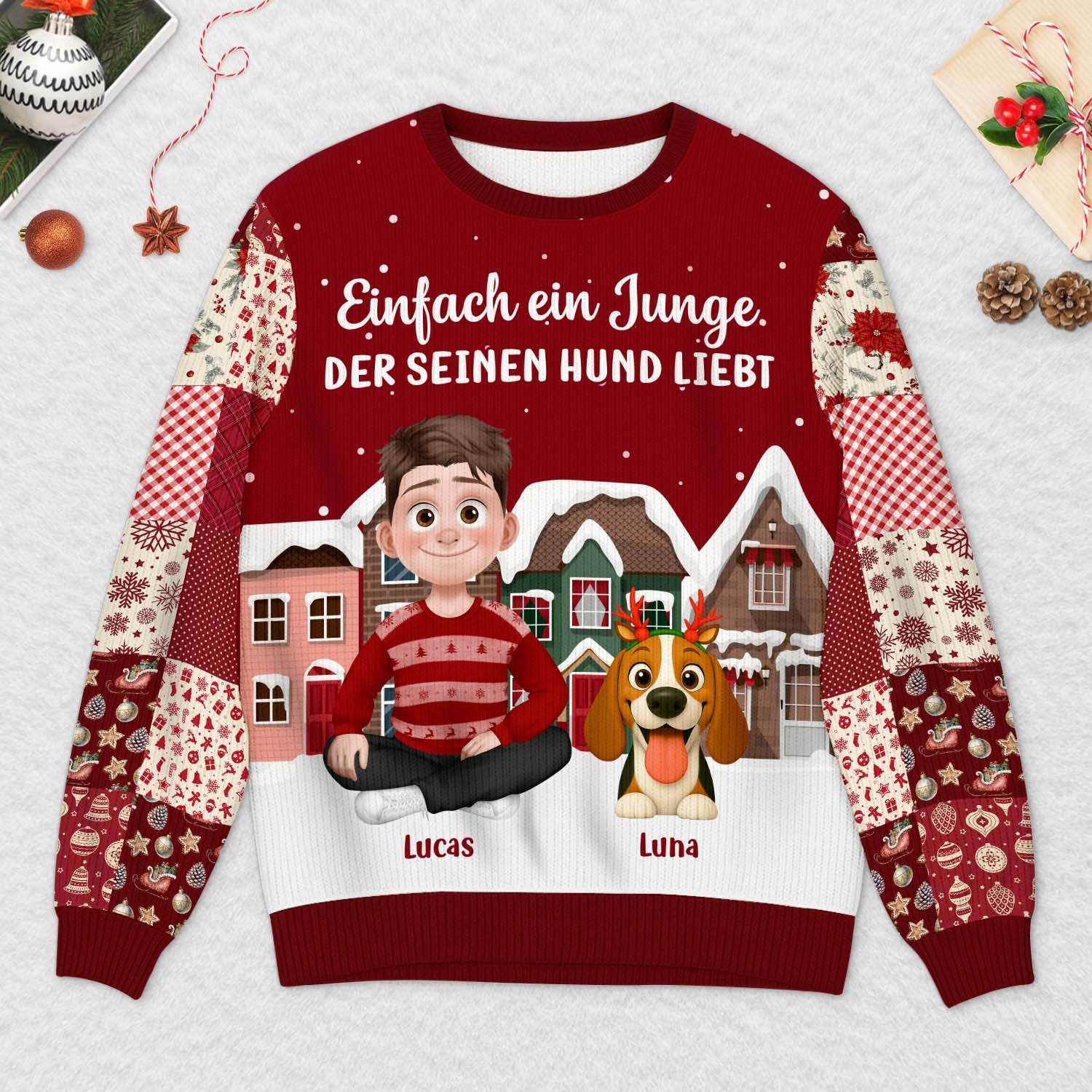6405WGE2 einfach ein madchen das ihren hund liebt weihnachtspullover hund personalisiert 6405WTVZC