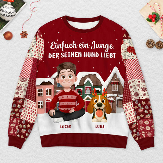 6405WGE2 einfach ein madchen das ihren hund liebt weihnachtspullover hund personalisiert 6405WTVZC