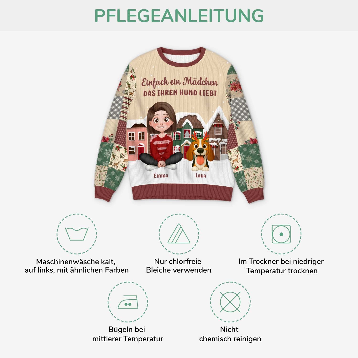 6405WGE4 einfach ein madchen das ihren hund liebt weihnachtspullover hund personalisiert 6405WTVZC