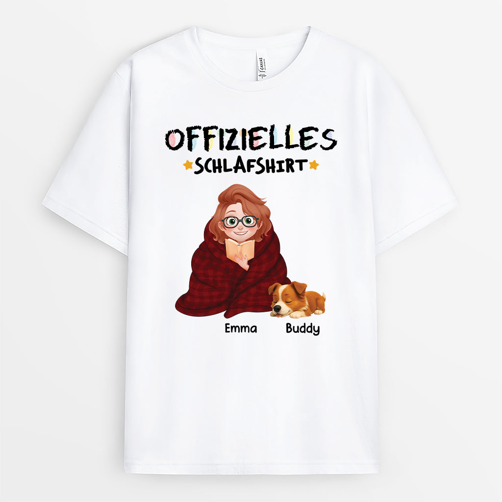 6408AGE1 offizielles schlafshirt t shirt hund personalisiert buntstifte cartoon 6408AKL5C