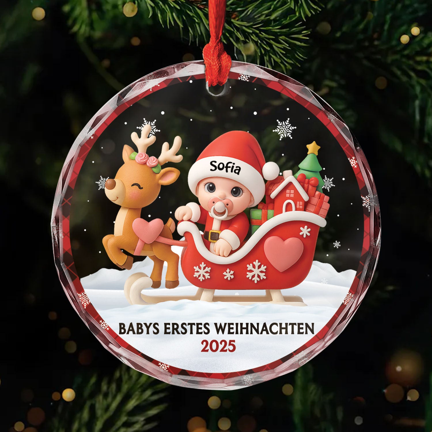 6426OGE1 3d druck effekt babys erstes weihnachten glas weihnachtsschmuck_ personalisiert zur geburt rentierschlitten 6426O8V5K