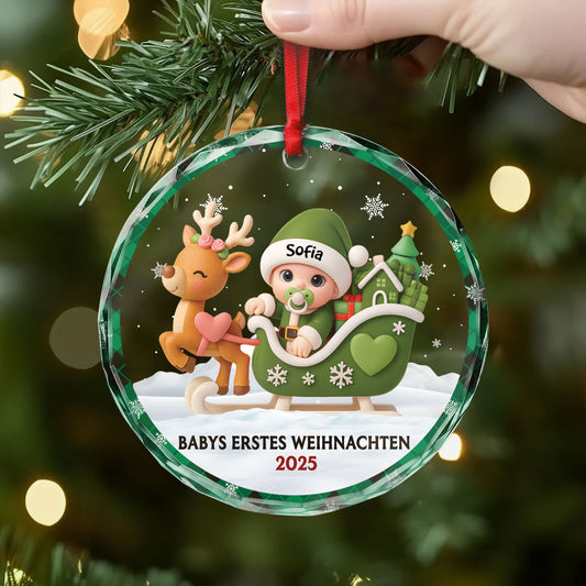 6426OGE2 3d druck effekt babys erstes weihnachten glas weihnachtsschmuck_ personalisiert zur geburt rentierschlitten 6426O8V5K