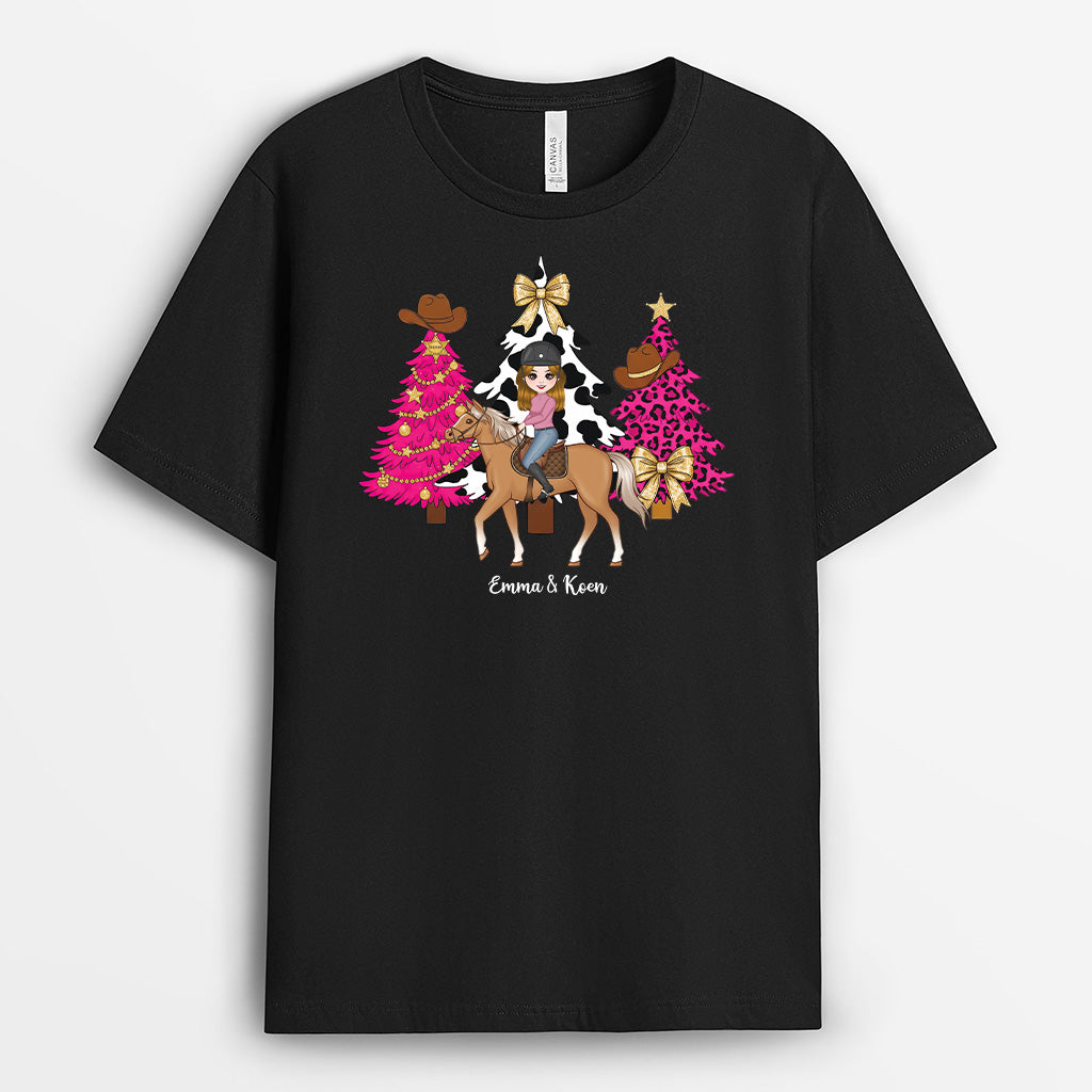 6431AGE1 madchen pferd weihnachten pferde t shirt personalisiert 6431A3MAU