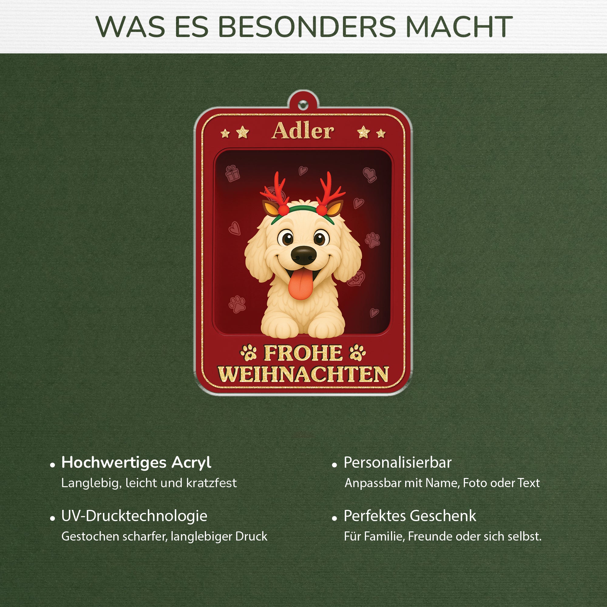 6442OGE4 3d druck effekt merry woofmas acryl christbaumschmuck hund personalisiert_ 6442O8MZC