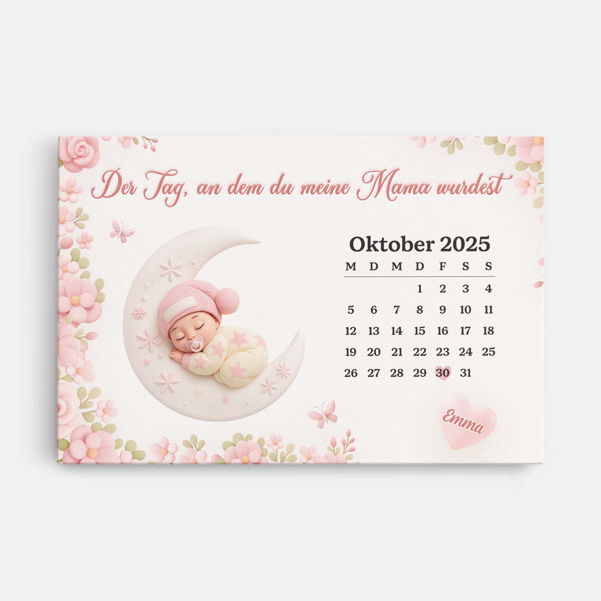 6443CGE1 der tag an dem du meine mama mein papa wurdest personalisierte leinwand mit foto babys 6443CKPZA