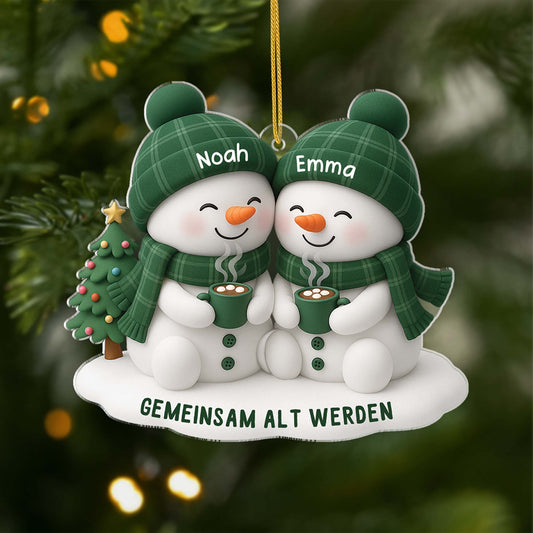 6452OGE1 3d druck effekt gemeinsam alt werden seit acryl weihnachtsschmuck personalisiert paar gruner schneemann 6452O8V5G