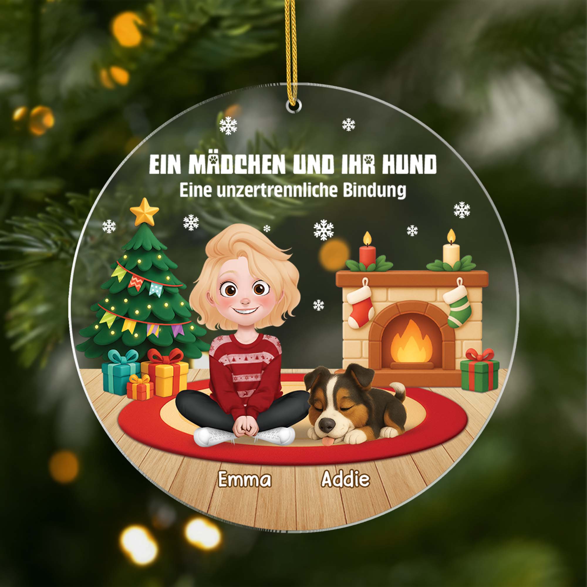 6454OGE1 ein madchen und ihr hund acryl weihnachtsschmuck personalisiert 6454OKM5C