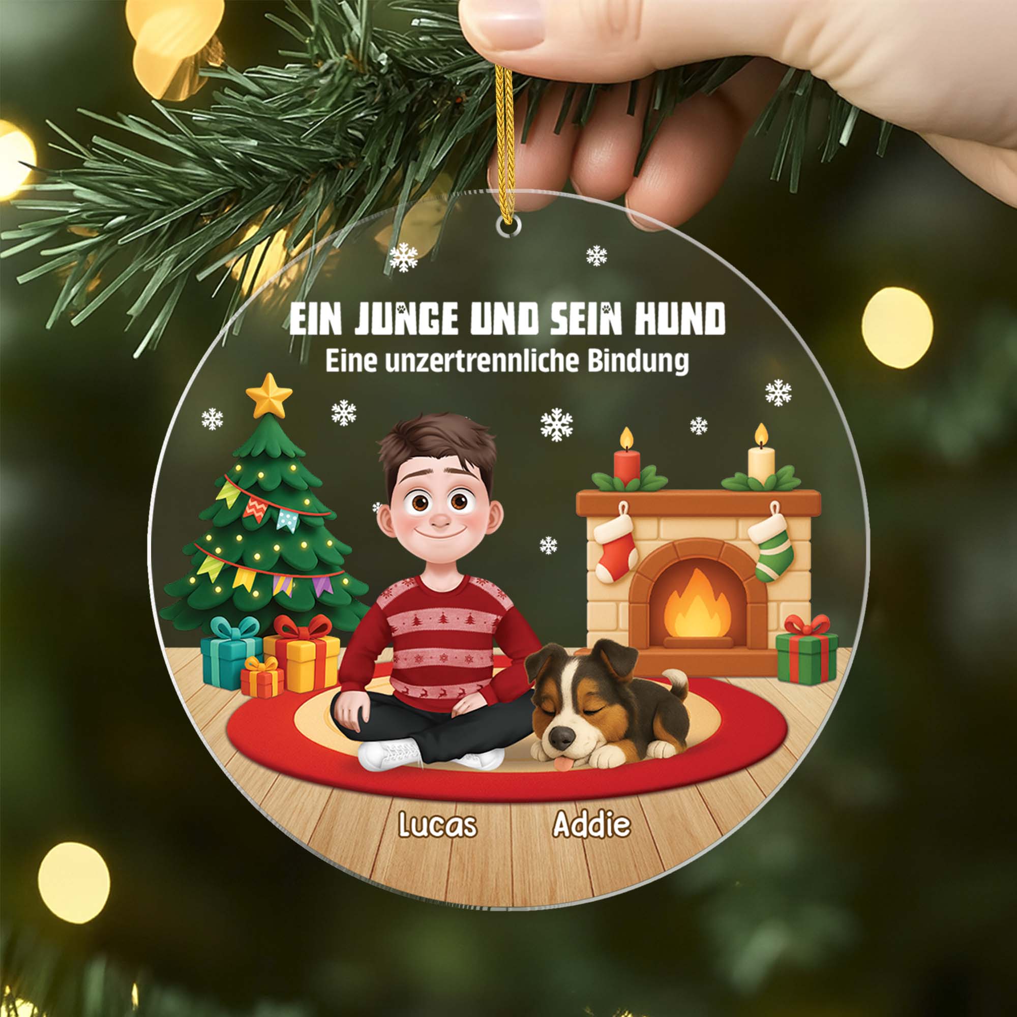 6454OGE2 ein madchen und ihr hund acryl weihnachtsschmuck personalisiert 6454OKM5C