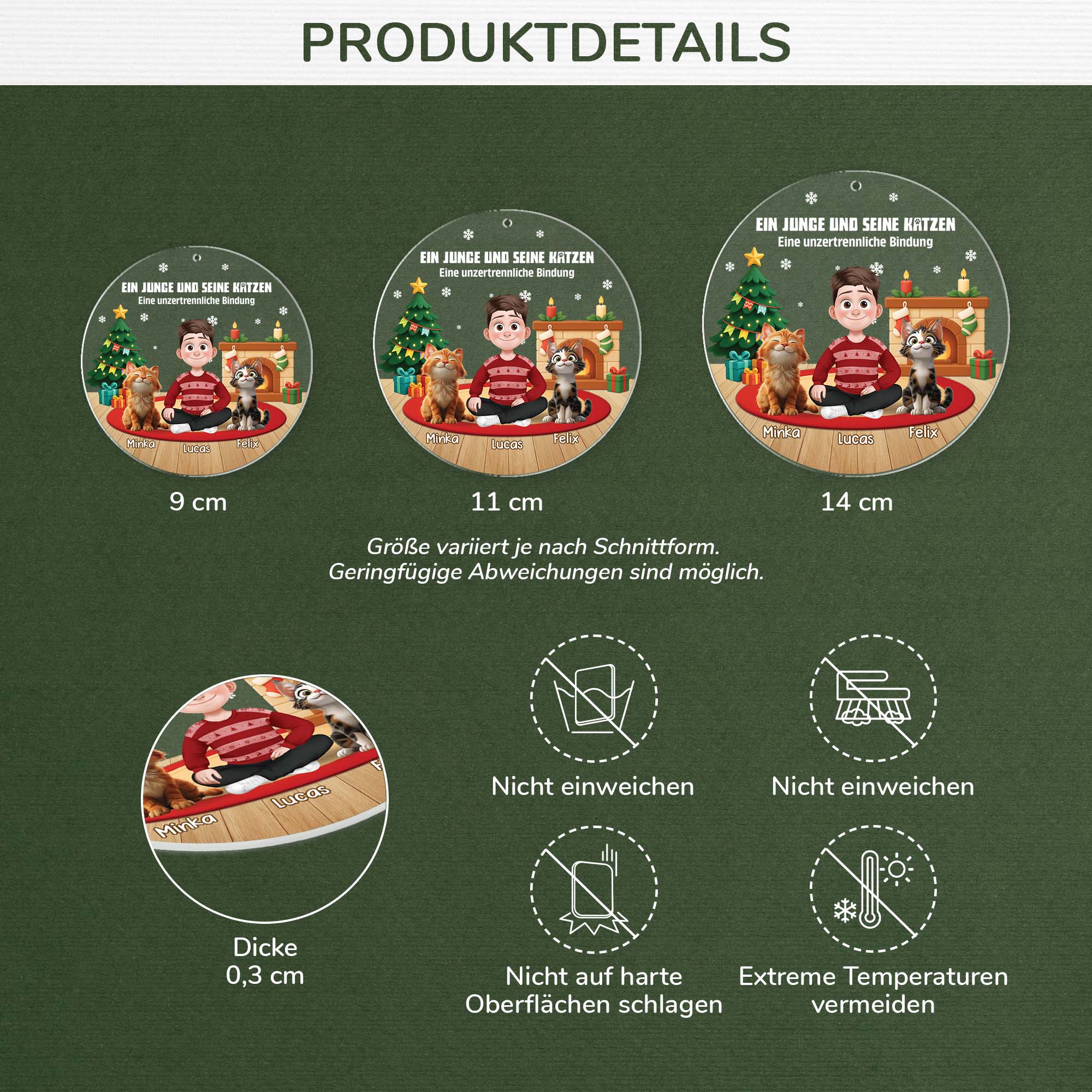 6454OGE3 ein junge und seine katze acryl weihnachtsschmuck personalisiert 6454OKM5C