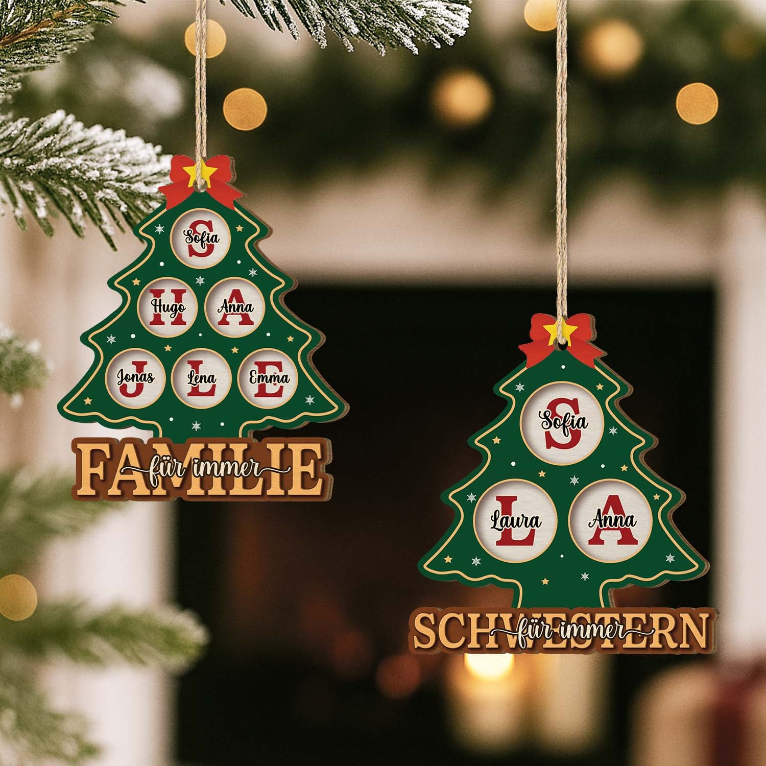 6457OGE2 geschwister fur immer personalisierte 1 schicht holz ornamente familie weihnachten 6457O3QCI