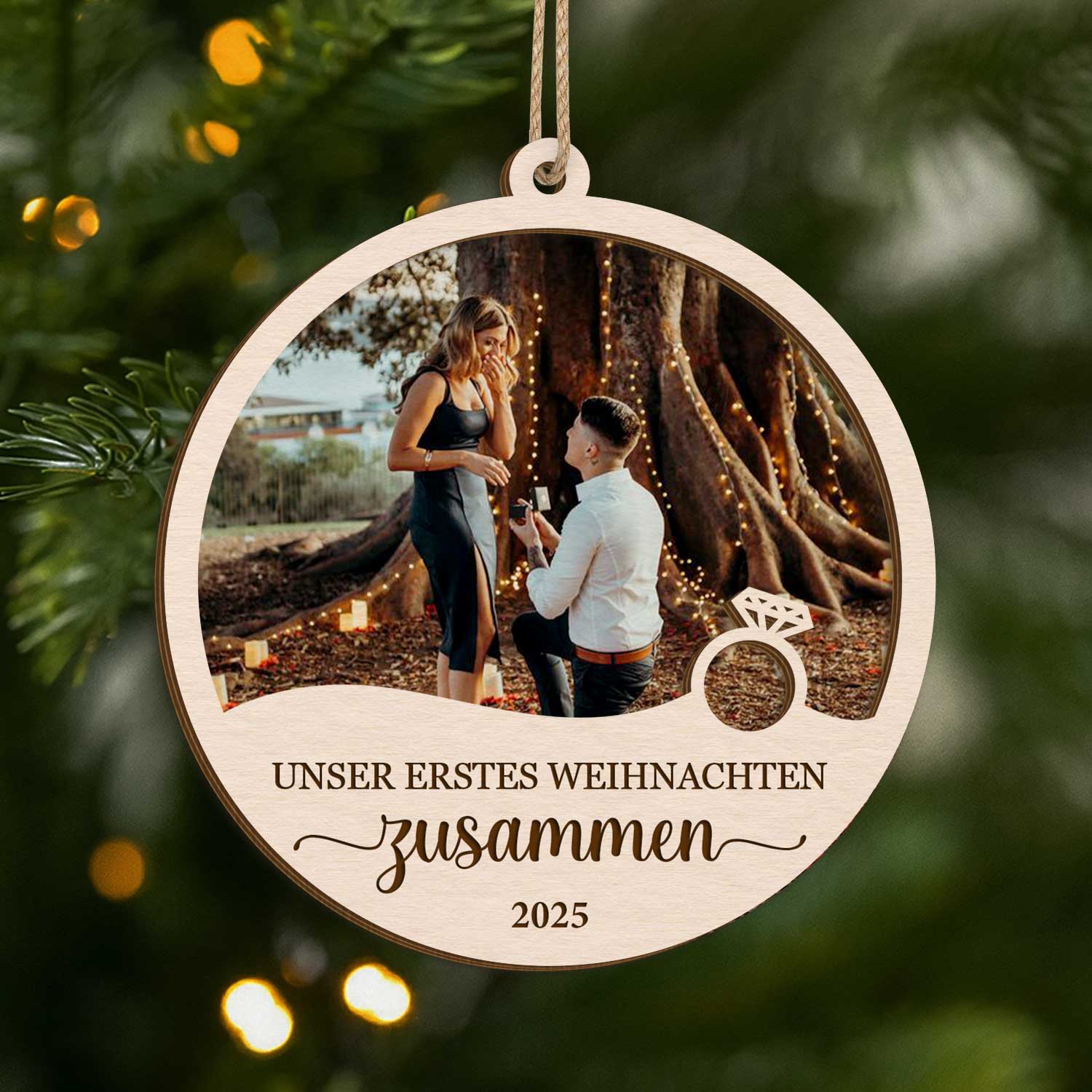 6473OGE2 unser erstes weihnachten zusammen personalisierte 2 schicht holz ornamente paar zur verlobung 6473OTQWG