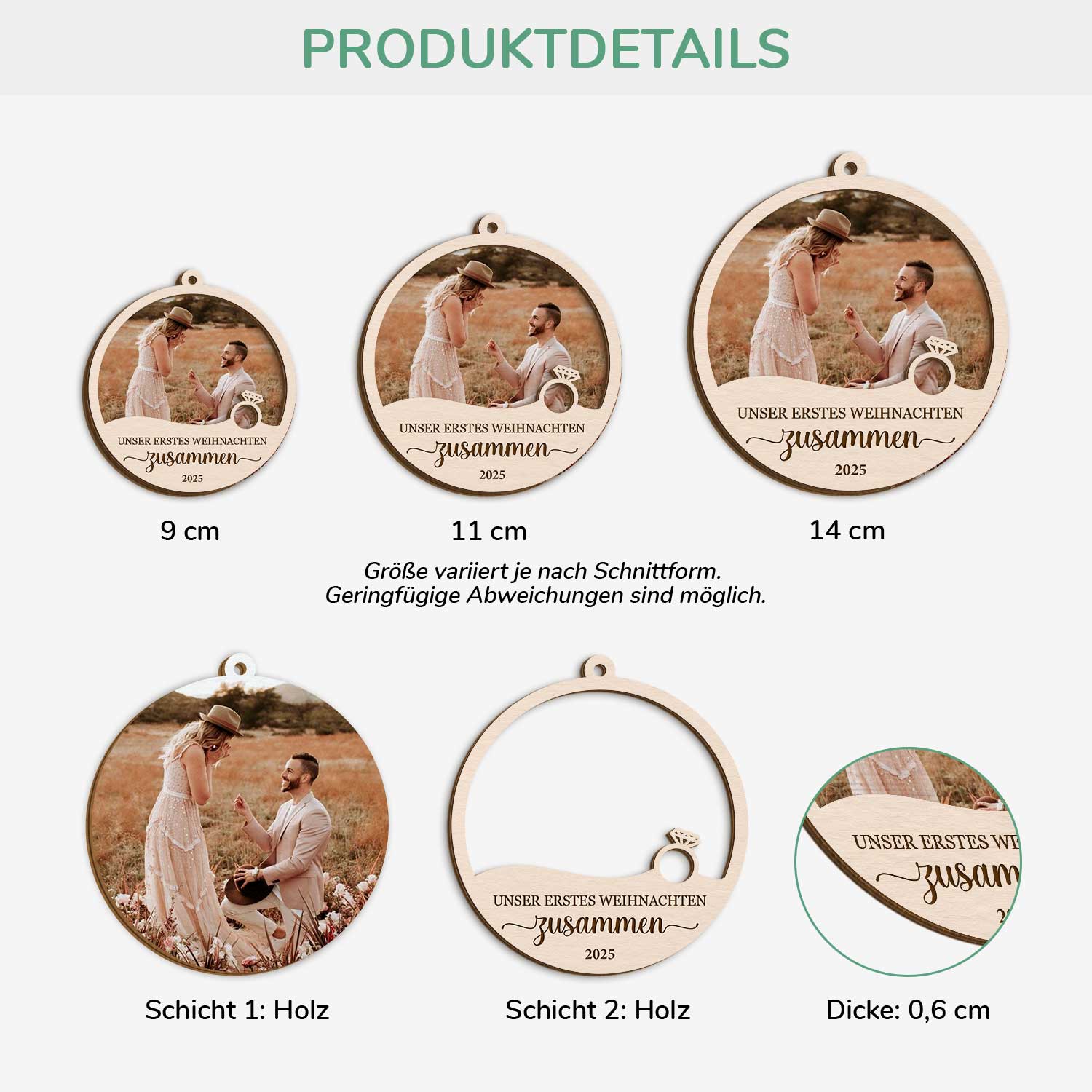 6473OGE3 unser erstes weihnachten zusammen personalisierte 2 schicht holz ornamente paar zur verlobung 6473OTQWG_0d23bb83 4c2f 4233 ba24 60500a40d2cd