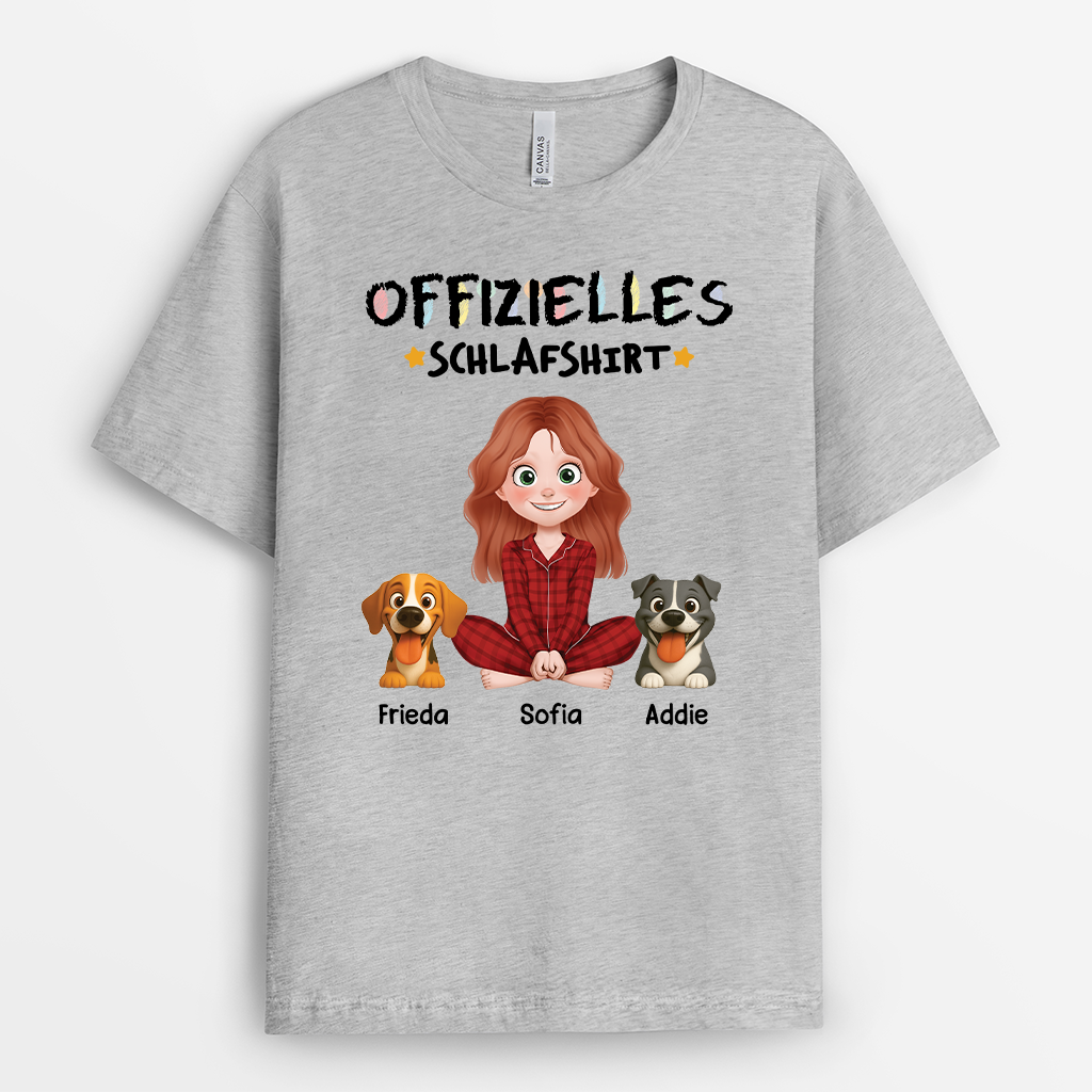 6474AGE2 offizielles schlafshirt hund buntstifte cartoon t shirt hund personalisiert 6474A3T0C