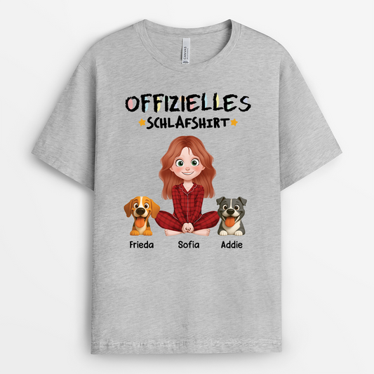 6474AGE2 offizielles schlafshirt hund buntstifte cartoon t shirt hund personalisiert 6474A3T0C
