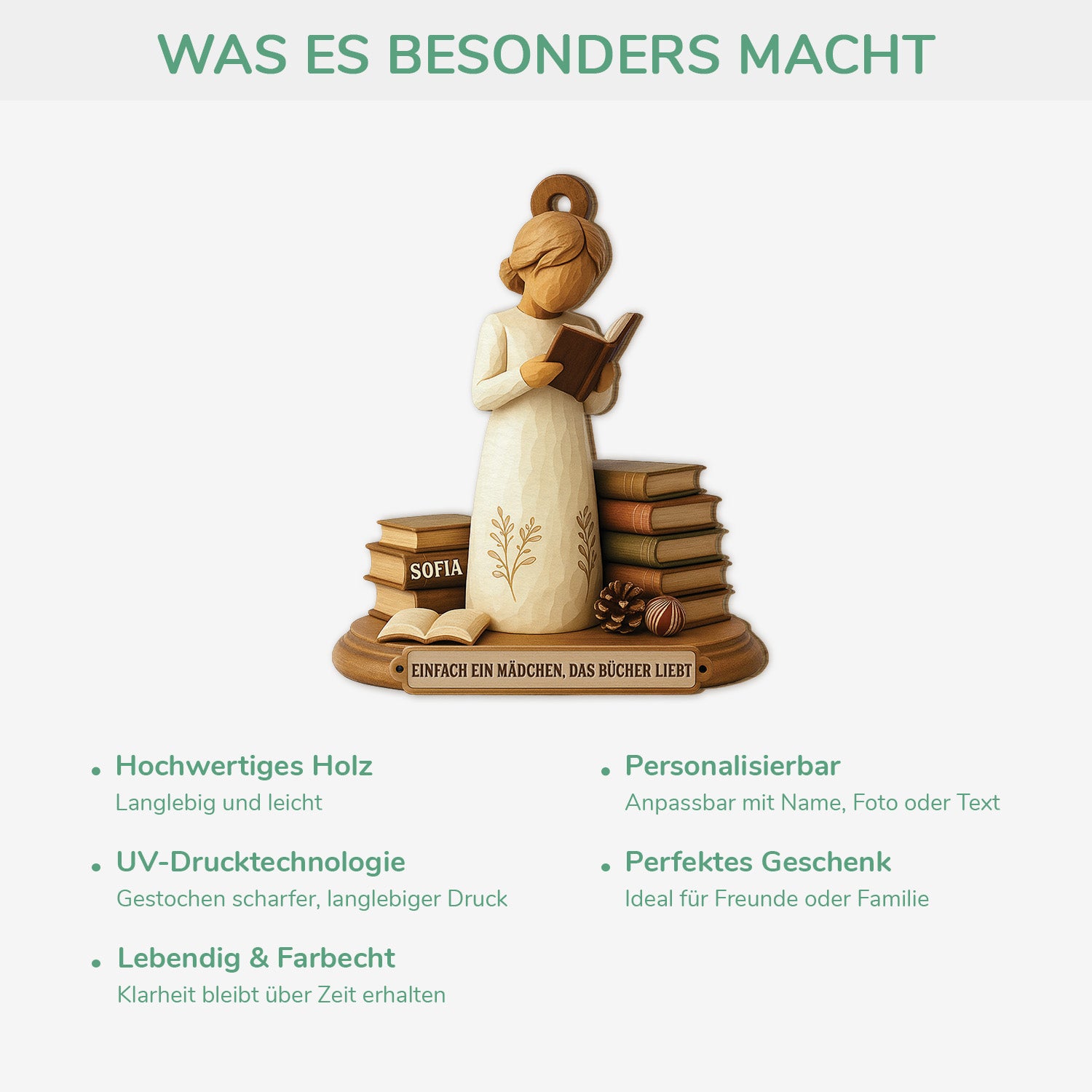6479OGE4 3d druck effekt ein madchen die bucher liebt personalisierte 1 schicht holz ornamente leseratten frauen weihnachten 6479O8VMA