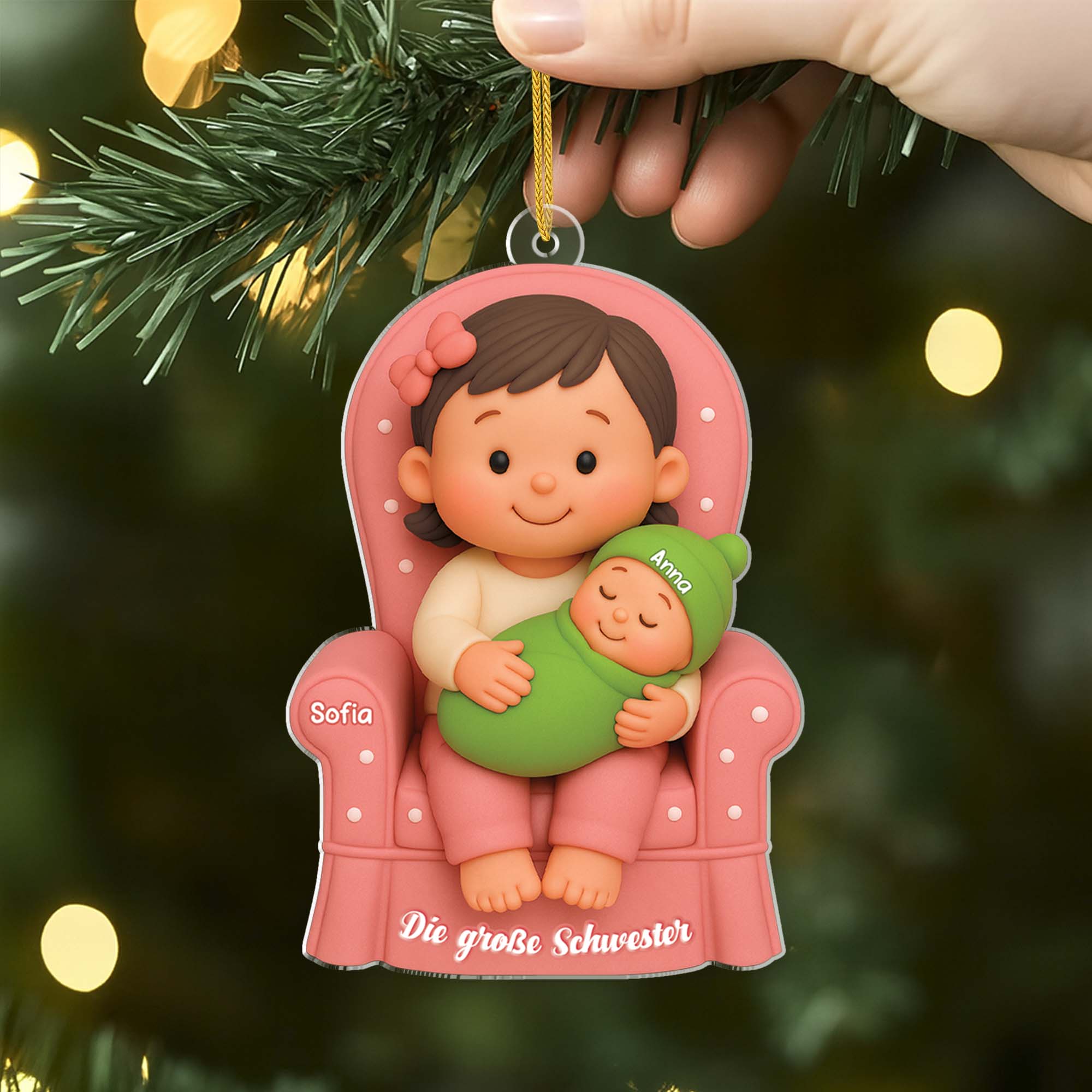 6481OGE2 3d druck effekt die grosse schwester der grosse bruder acryl weihnachtsschmuck personalisiert_ kinder geschwister 6481OKVTE