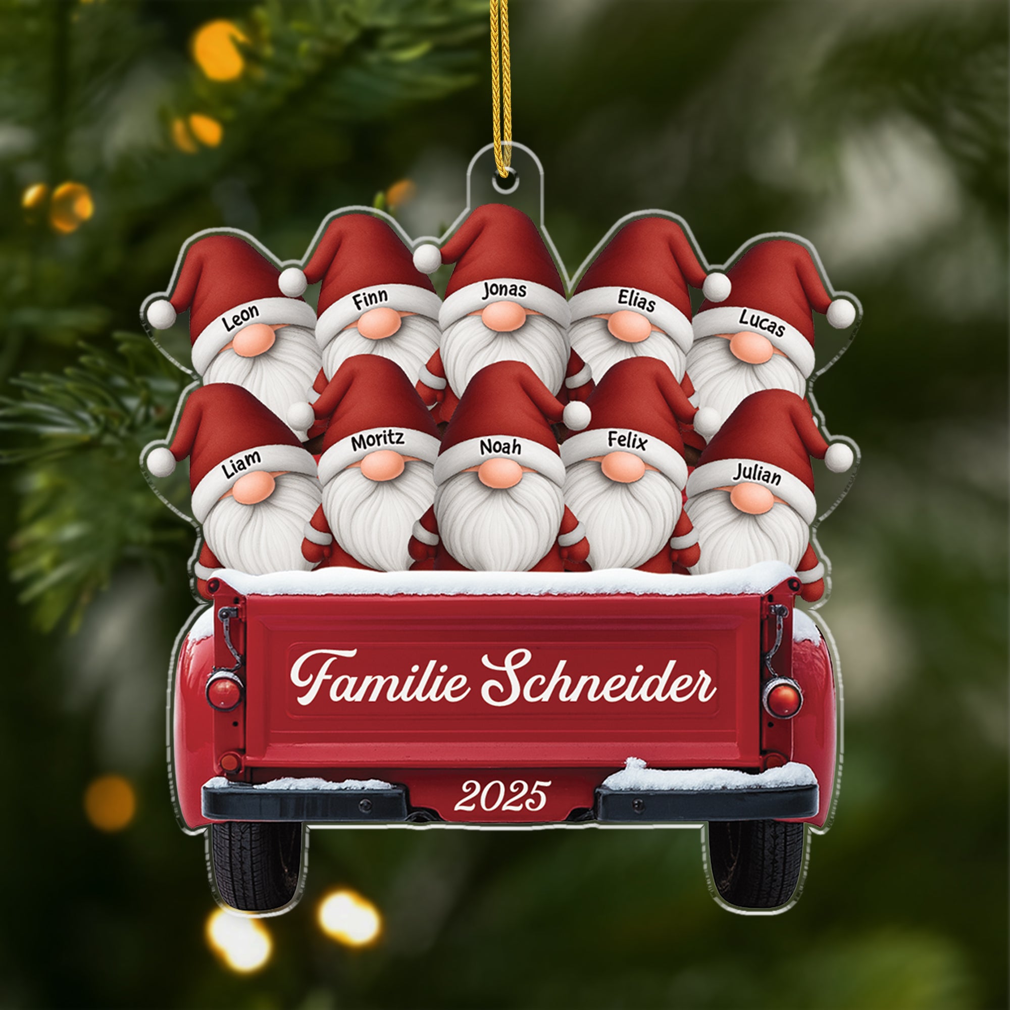 6482OGE1 3d druck effekt weihnachtsmann im auto acryl weihnachtsschmuck personalisiert_ familie 6482O8VZI