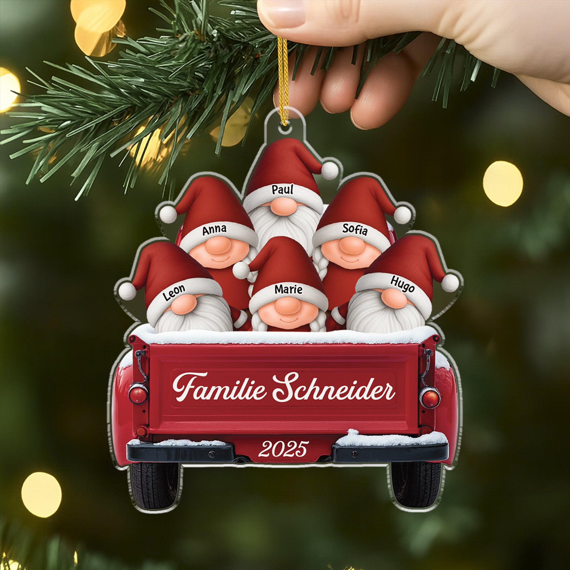 6482OGE2 3d druck effekt weihnachtsmann im auto acryl weihnachtsschmuck personalisiert_ familie 6482O8VZI