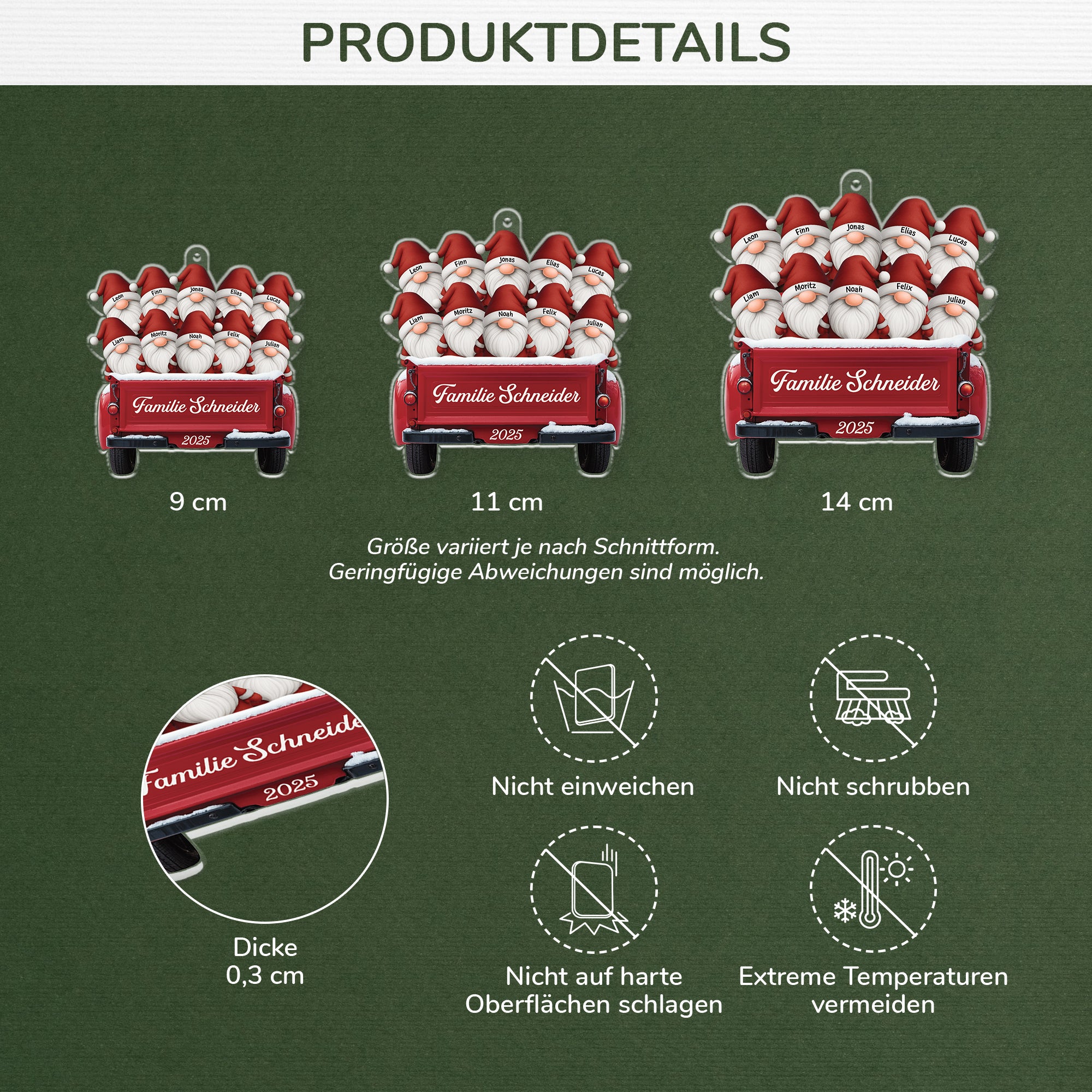 6482OGE3 3d druck effekt weihnachtsmann im auto acryl weihnachtsschmuck personalisiert_ familie 6482O8VZI
