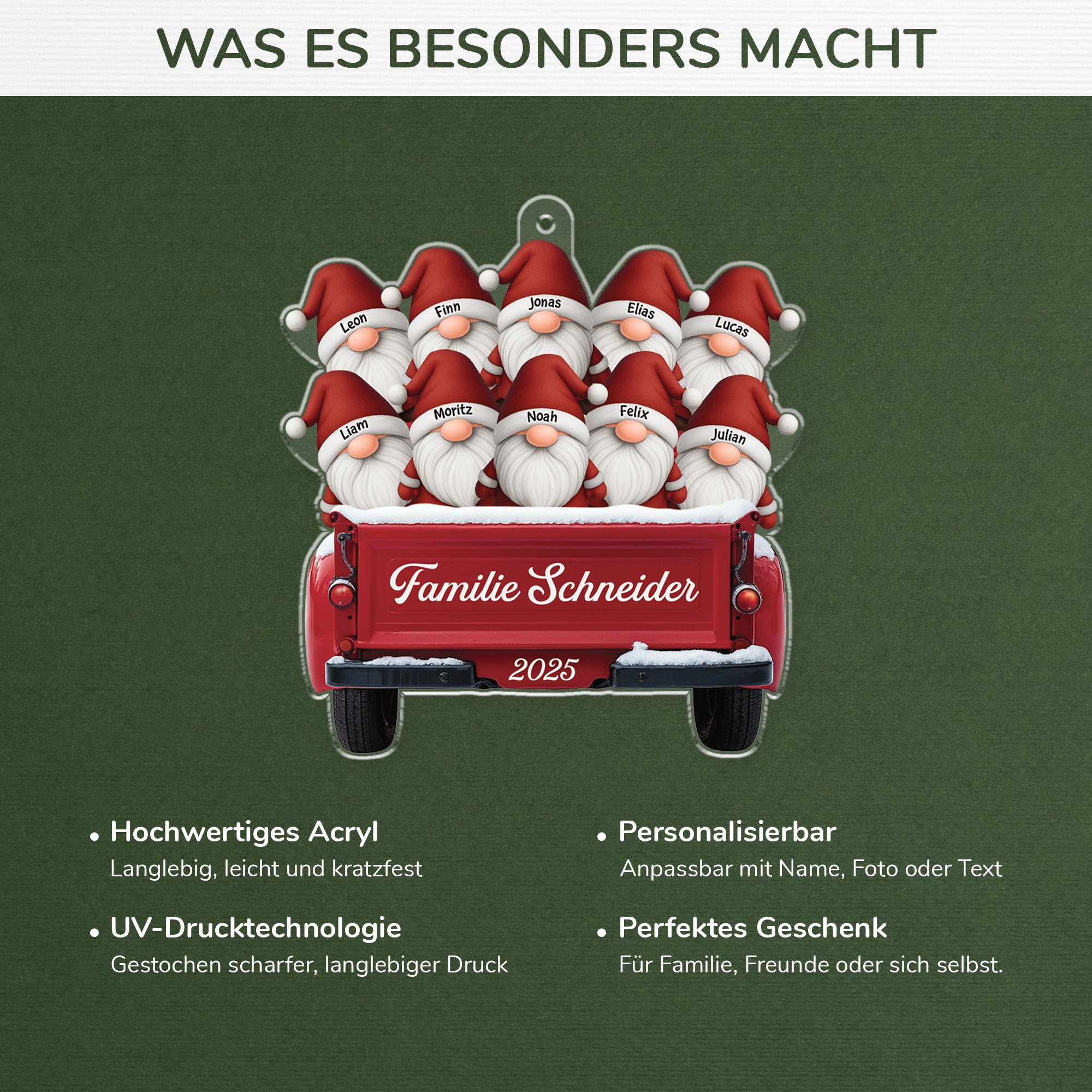 6482OGE4 3d druck effekt weihnachtsmann im auto acryl weihnachtsschmuck personalisiert_ familie 6482O8VZI