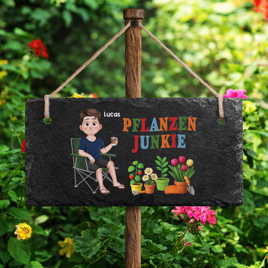 6507AGE2 pflanzen suchtig schiefer gartenschild personalisiert frauenm_nner 6507ae8vca