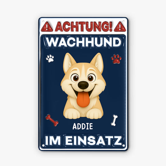 6509EGE1 3d druck effekt achtung wachhund im einsatz turschild hund personalisiert_ 6509EKLTC_1