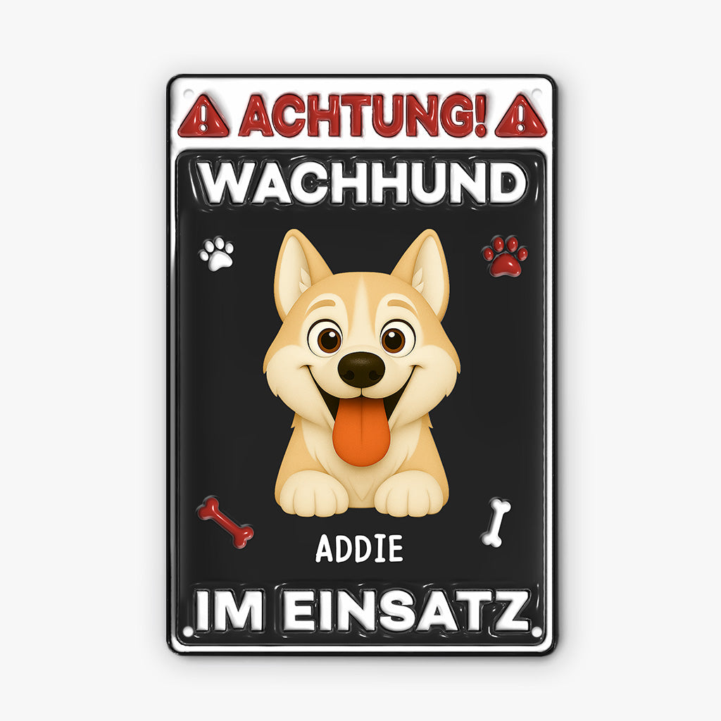 6509EGE1 3d druck effekt achtung wachhund im einsatz turschild hund personalisiert_ 6509EKLTC_2
