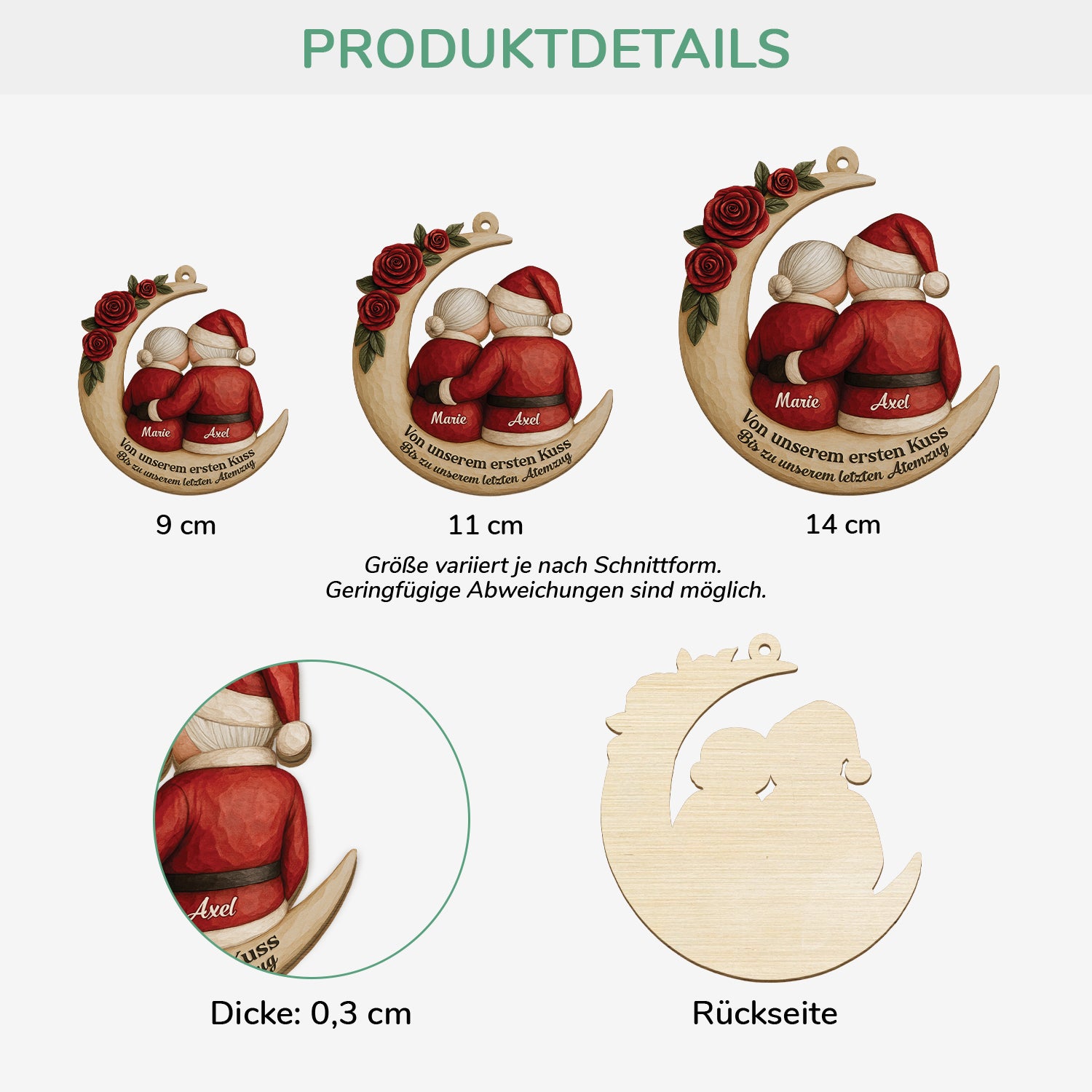 6512OGE1 3d druck effekt gemeinsam alt werden seit personalisierte 1 schicht holz ornamente weihnachten paare 6512O3LZG_3