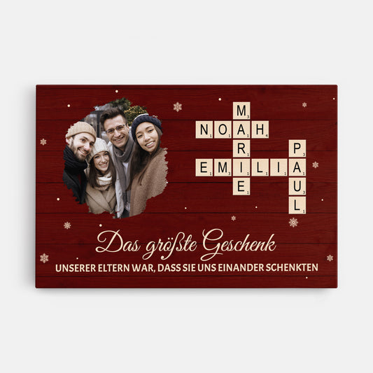 6520CGE1 das grosste geschenk unserer eltern war dass sie uns einander schenkten personalisierte kreuzwortratsel leinwand familie geschwister mit foto 6520C8QNE