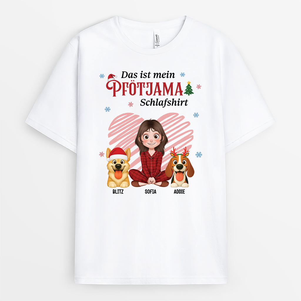 6528AGE1 das ist mein pfotjama schlafshirt weihnachts t shirt hund personalisiert blumen 6528ATQCC