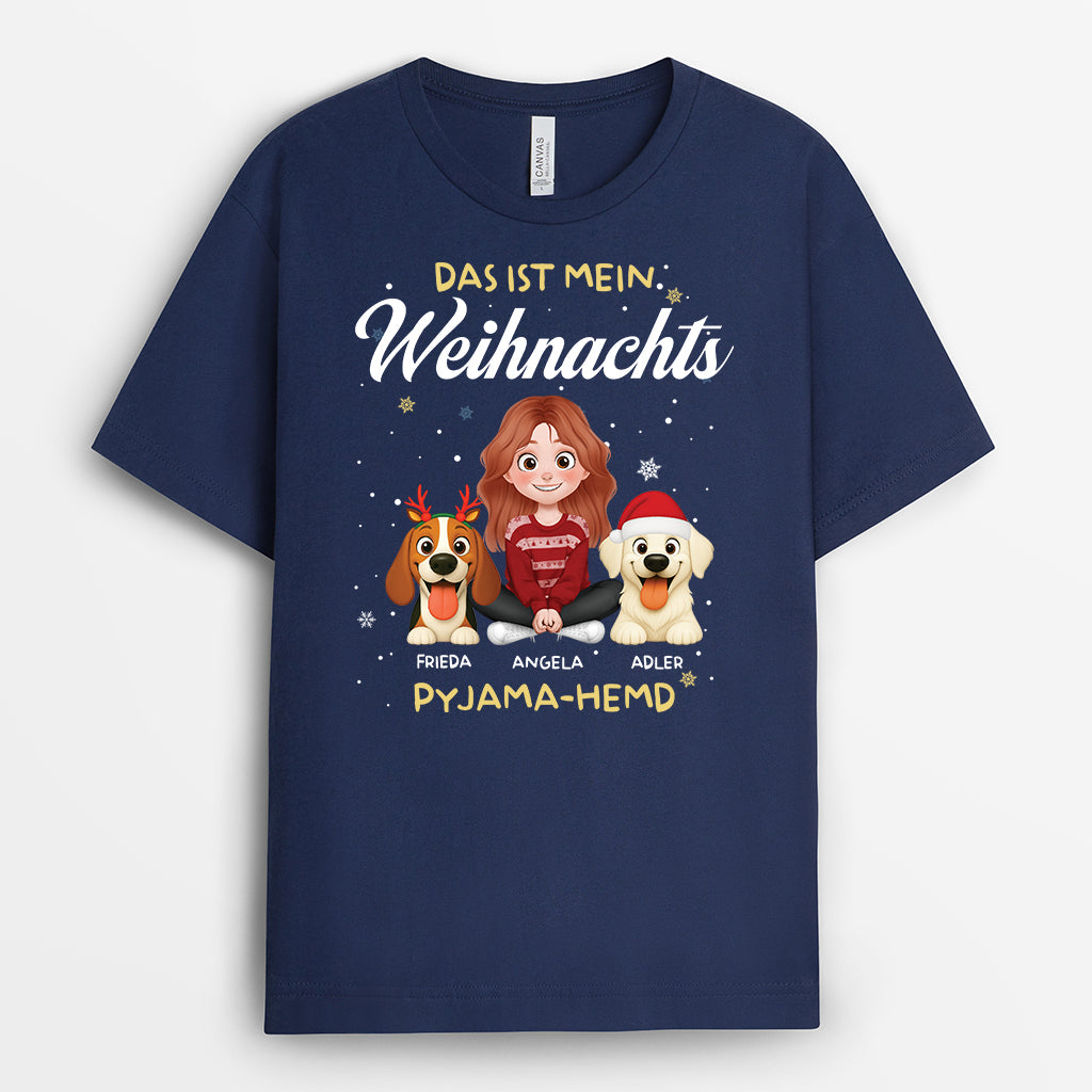 6529AGE1 das ist mein pfotjama schlafshirt weihnachts t shirt hund personalisiert schneeflocken 6529ATTQC