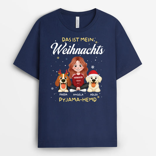 6529AGE1 das ist mein pfotjama schlafshirt weihnachts t shirt hund personalisiert schneeflocken 6529ATTQC